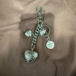 Kathy Van Zeeland Silver Heart Charm Keychain